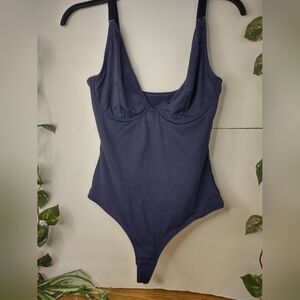 Navy Blue Bodysuit G-String With Underwire